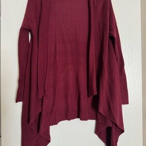 Tobi Open-Front Draped Cardigan Sweater - Burgundy Wine